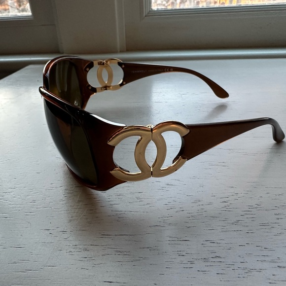 Chanel OCH6014 ladies logo sunglasses brown gradient gold CC - Picture 2 of 7